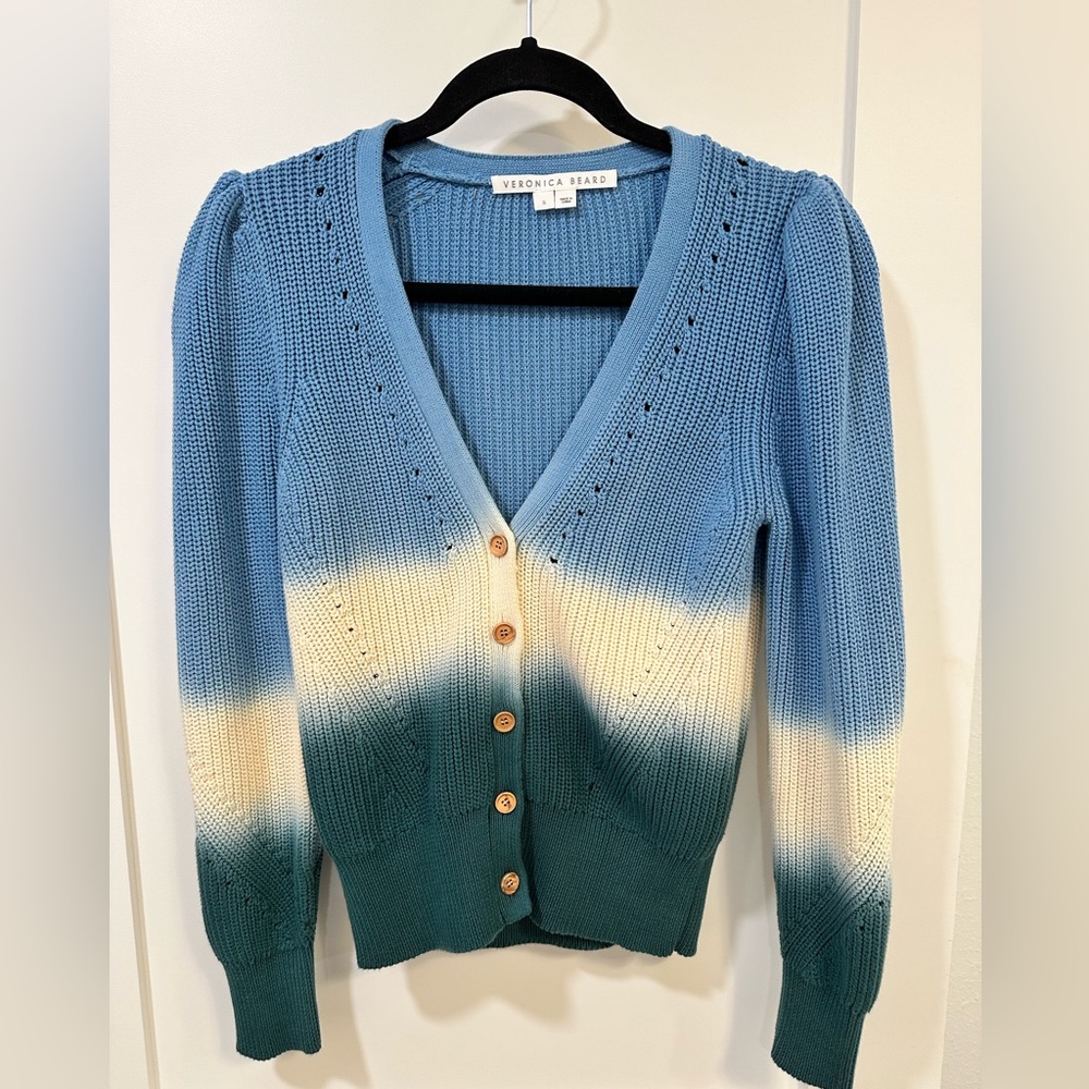 Veronica Beard Parula Dip Dye Cotton Cardigan